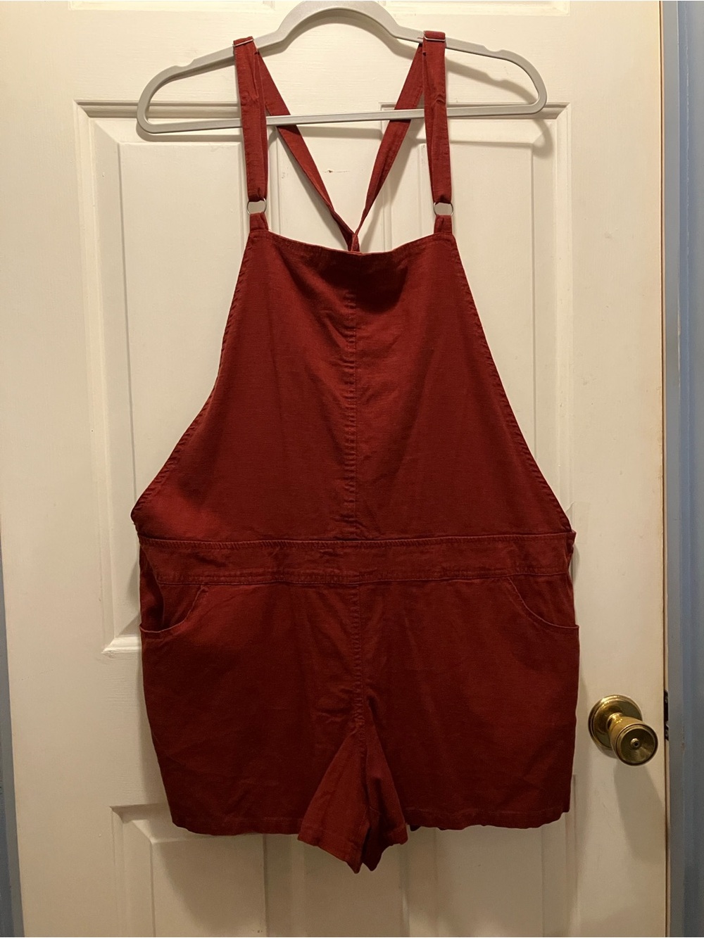 Torrid Size 1 (14-16) Rust Short Linen Overalls Romper with Pockets